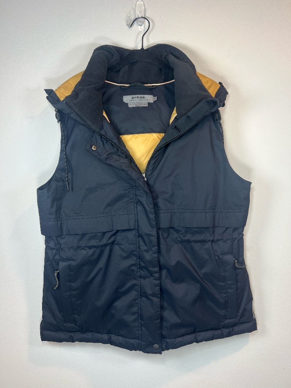 Prana Navy Blue Puffer Vest with Yellow Lining